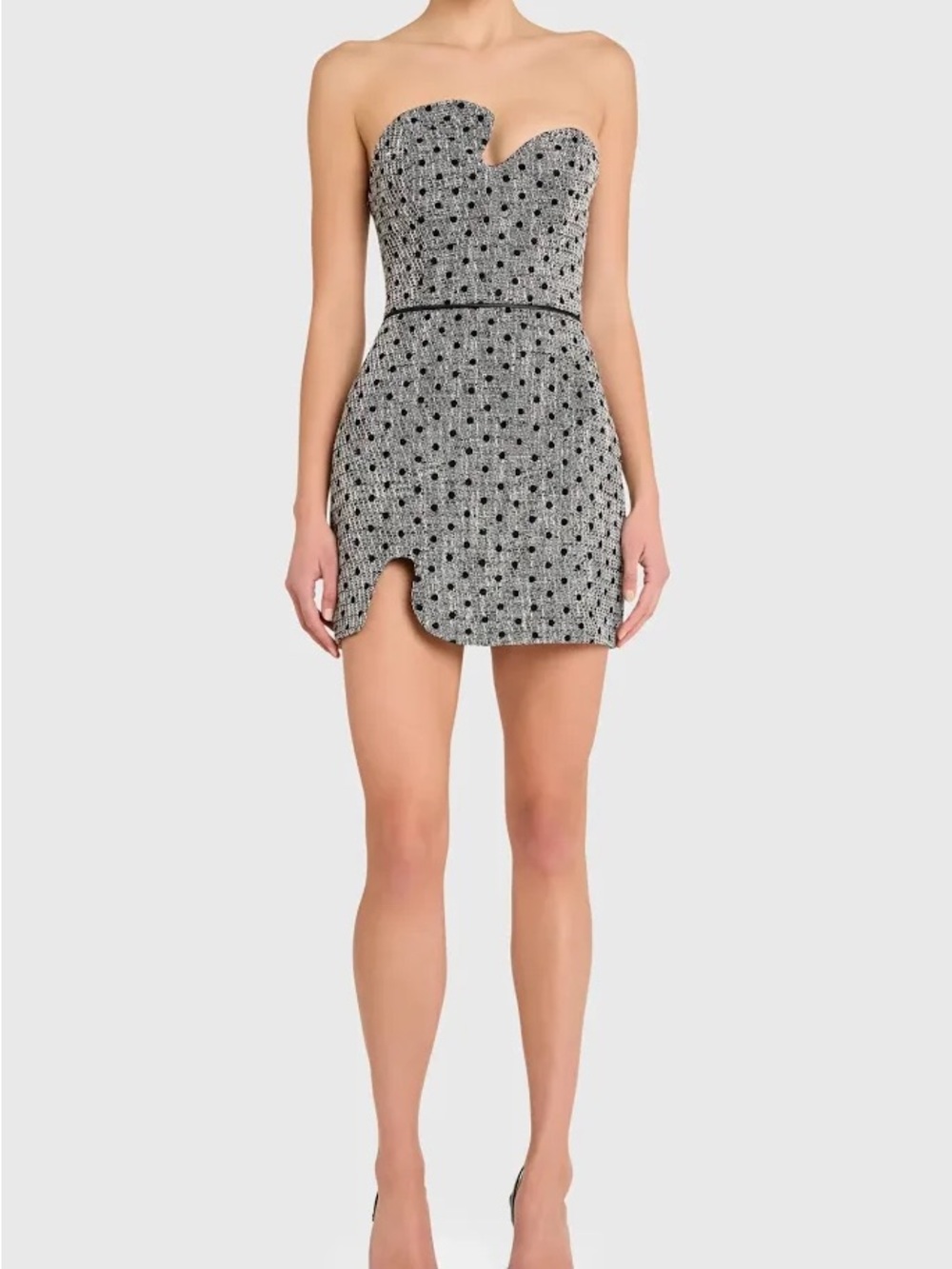 Amanda Uprichard Black and White Strapless Sweetheart Notch Mini Dress - Picture 3 of 7